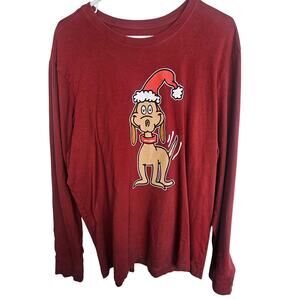 Life Is Good Mens Crusher Tee Dog Print Size L Holiday Christmas Cotton Stretch